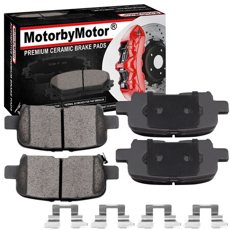 Motorbymotor MotorbyMotor Rear Ceramic Brake Pads w/Hardware Kit D865(4Pack) BPD865